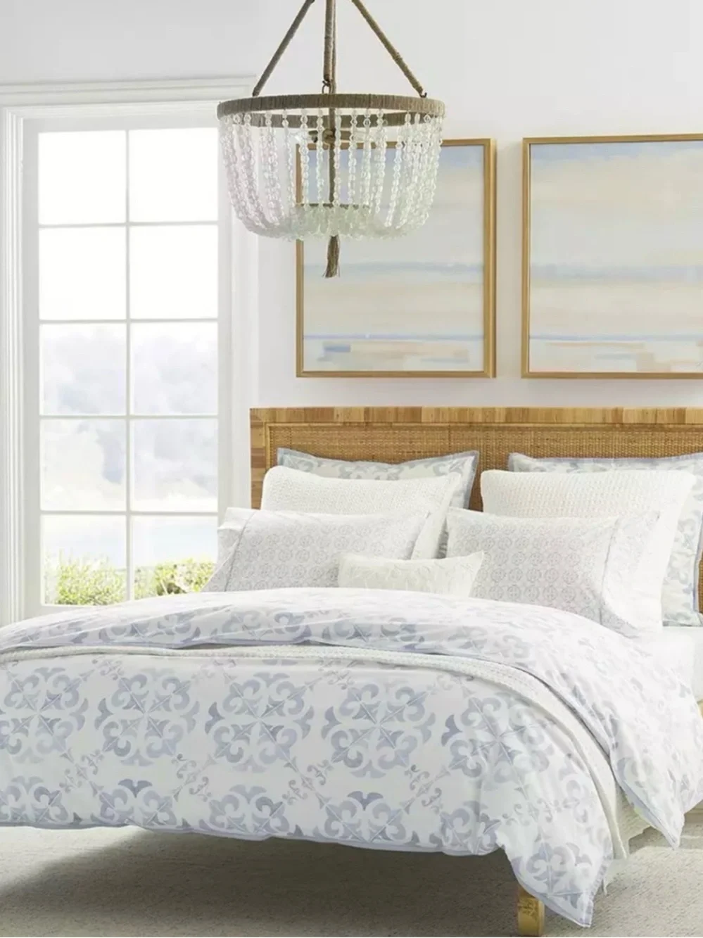 Serena & Lily Wentworth Percale Duvet Cover in Light Blue and White